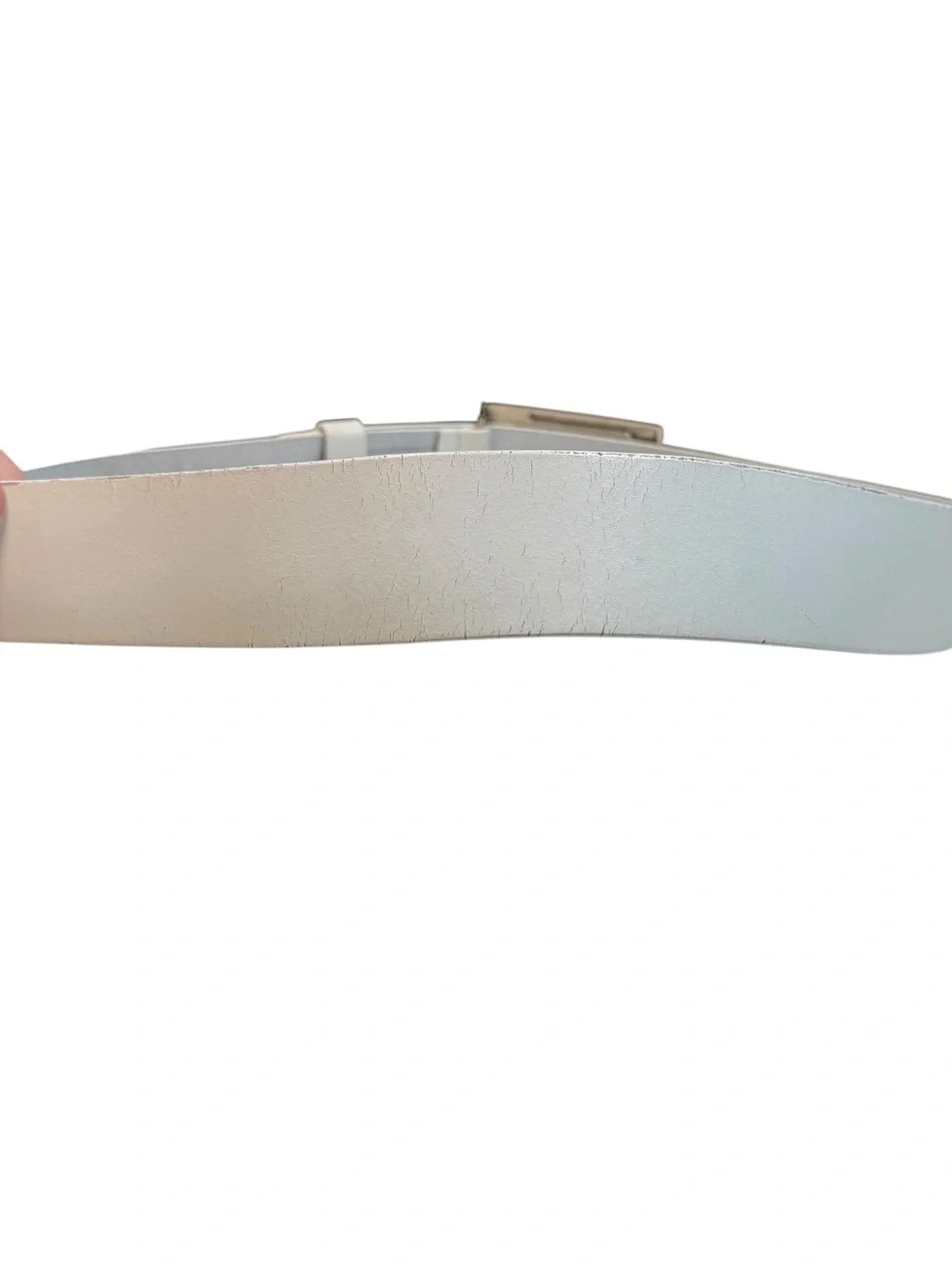 Vintage J Lindeberg Wide White Leather Golf Belt Oversized Logo Buckle Sweden 34